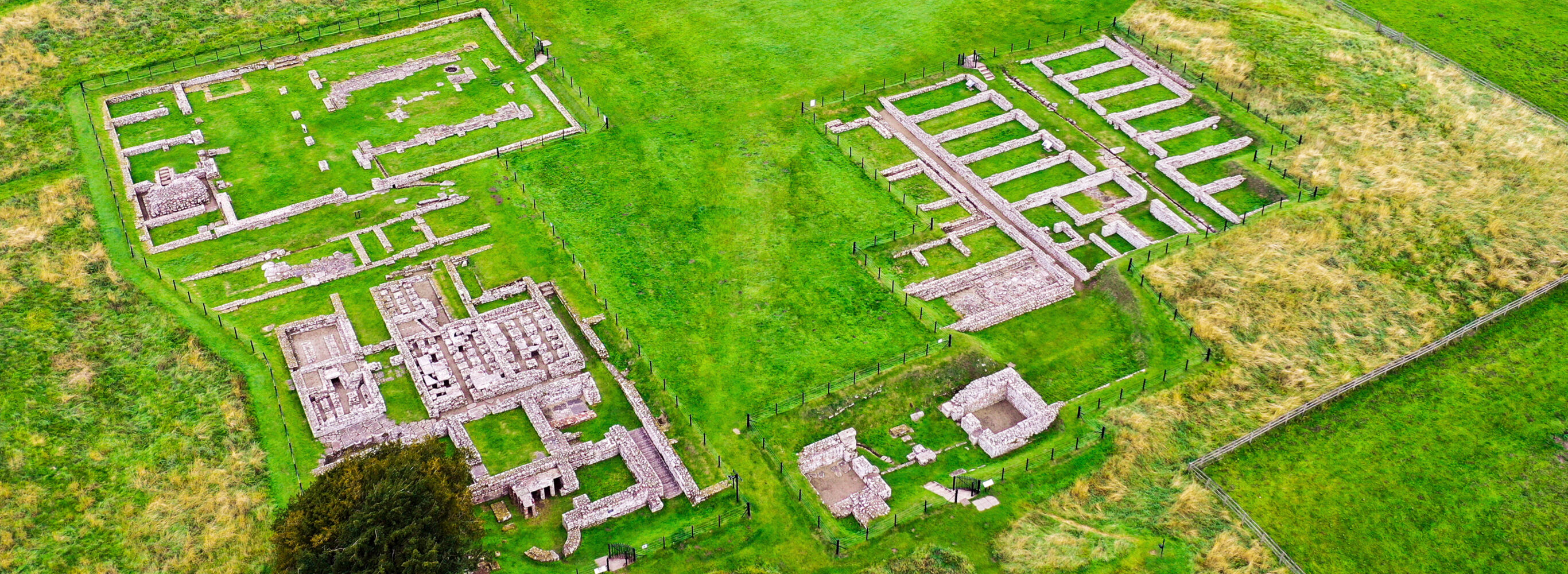 Drone image of Chesters Roman Fort in the winter