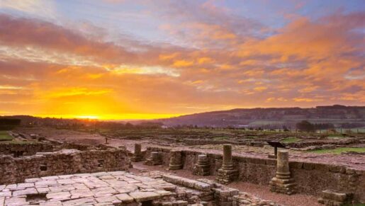 Visiting Hadrian's Wall best season to visit. Sunset above Corbridge Roman Town by Roger Clegg